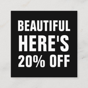 Carte De Réduction Noir et blanc minimaliste tendance simple