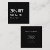 Carte De Réduction Noir minimaliste élégant (Devant / Derrière)