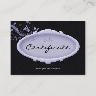 Carte De Réduction Noir pourpre floral de spa de certificat-prime de