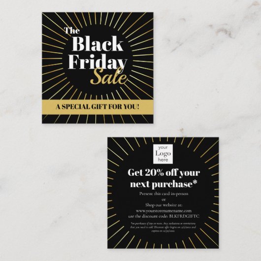 Carte De Réduction Noir vendredi après la vente client  (Devant / Derrière)
