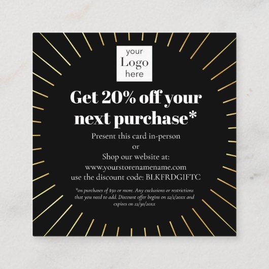 Carte De Réduction Noir vendredi après la vente client  (Dos)