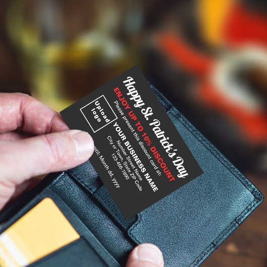 Carte de réduction noire Business Saint Patrick