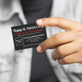 Carte de réduction noire Business Saint Patrick
