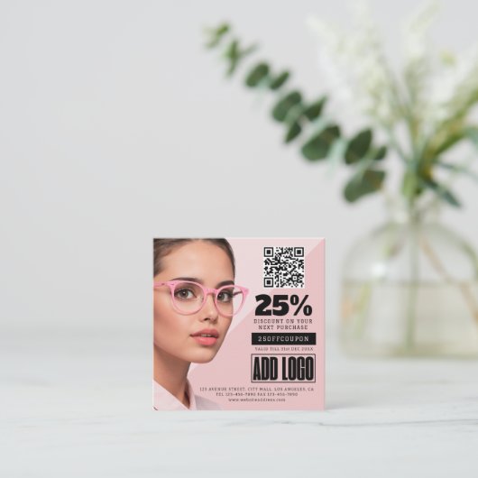 Carte De Réduction Optométriste Oewear Business QR Code (Debout devant)