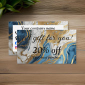 Carte De Réduction Or bleu et marbre blanc