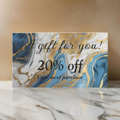 Carte De Réduction Or bleu et marbre blanc