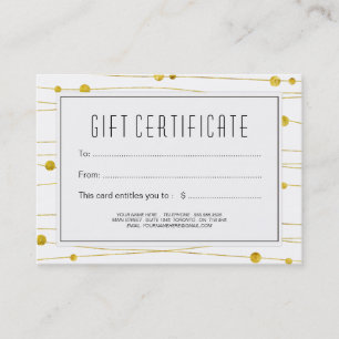 Carte De Réduction Or et certificat-prime noir de brins de confettis