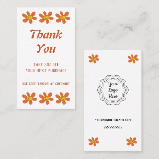 Carte de réduction Orange (Devant / Derrière)