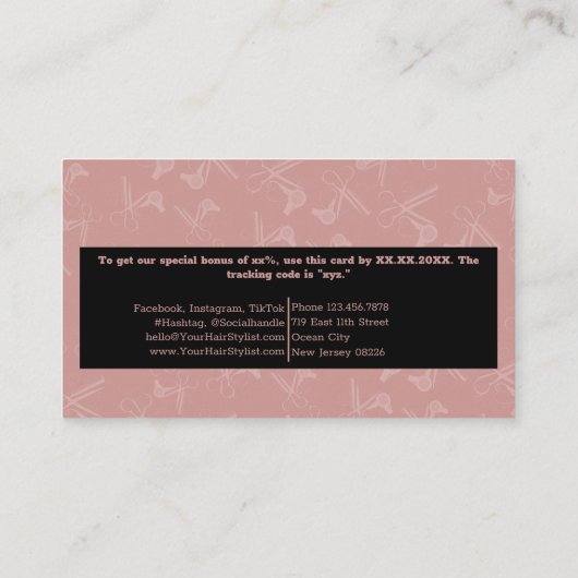 Carte De Réduction Outils de cheveux professionnels modernes Merci XX (Dos)