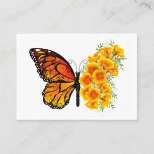 Carte De Réduction Papillon à fleurs avec Poppy de Californie jaune