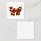 Carte De Réduction Papillon de fleurs rouges aux roses rouges (Devant / Derrière)