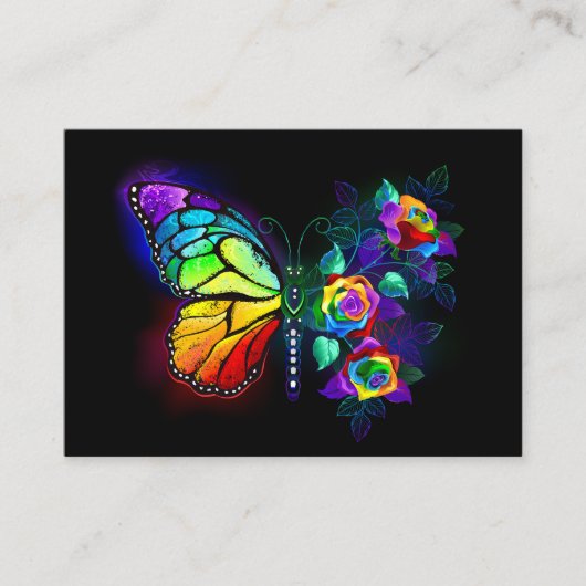 Carte De Réduction Papillon fleur arc-en-ciel (Devant)