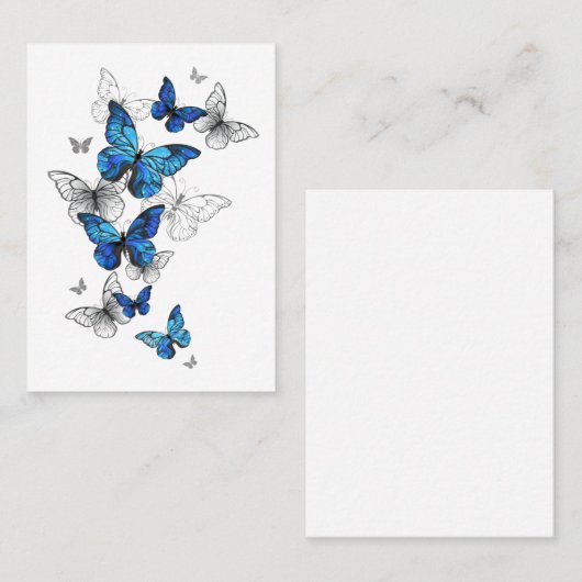 Carte De Réduction Papillons volants bleus Morpho (Devant / Derrière)