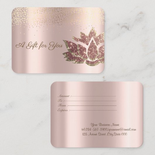 Carte De Réduction Parties scintillant de luxe Lotus, Confetti, Or Ro (Devant / Derrière)