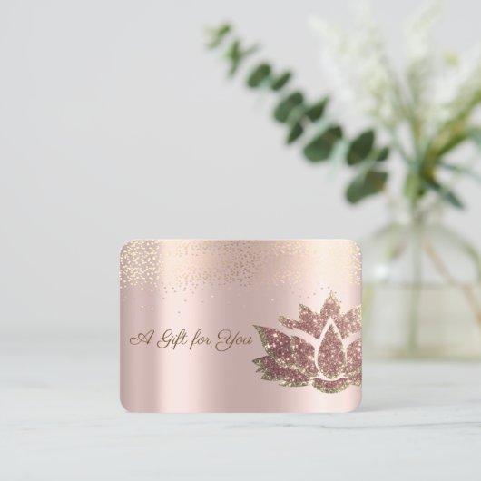 Carte De Réduction Parties scintillant de luxe Lotus, Confetti, Or Ro (Debout devant)