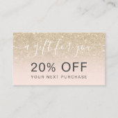 Carte De Réduction Parties scintillant d'or clair moderne blush ombre (Devant)