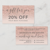 Carte De Réduction Parties scintillant d'or rose moderne blush ombre  (Devant / Derrière)