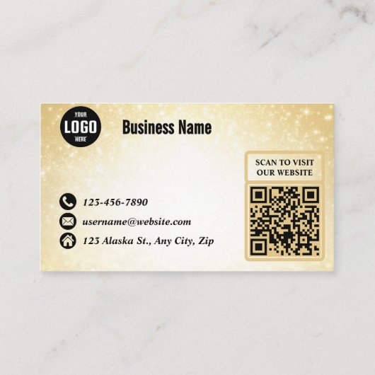 Carte De Réduction Parties scintillant glamour Gold QR Code Loyauté R (Dos)