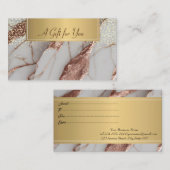 Carte De Réduction Parties scintillant tendance en cuivre marbre (Devant / Derrière)