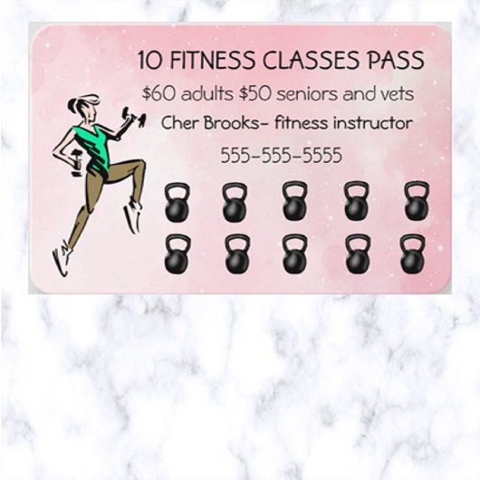 Carte De Réduction Pass 10 classes de remise en forme modifiable