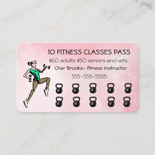 Carte De Réduction Pass 10 classes de remise en forme modifiable (Devant)