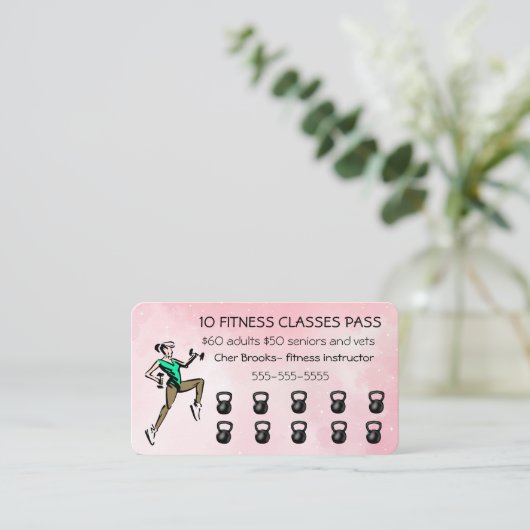 Carte De Réduction Pass 10 classes de remise en forme modifiable (Debout devant)