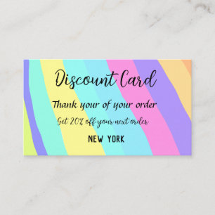 CARTE DE RÉDUCTION PASTEL RÉTRO VINTAGE SCRIPT ABSTRAIT BOHO