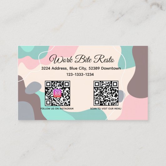 Carte De Réduction Pastel Wave Modern Restaurant Qr Code Menu et (Dos)