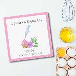 Carte De Réduction Pâtisserie Cupcake au Glaçage Aquarelle, Traiteur