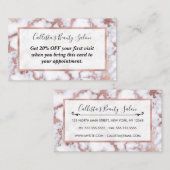 Carte De Réduction Patterns de Chic Rose Gold White Marble Stone (Devant / Derrière)