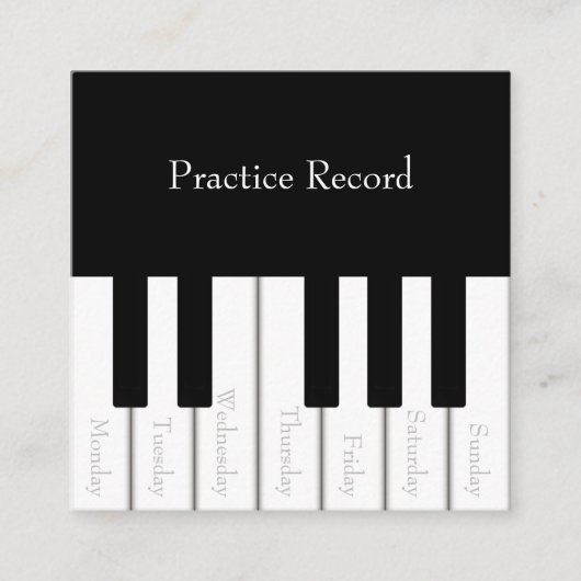 Carte De Réduction Piano Keys Kids Weekly Music Practice Reward Card (Devant)