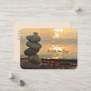 Carte De Réduction Pierres Zen, Océan, Coucher de soleil, Confettis, 