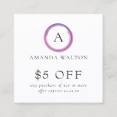 Carte De Réduction Pink and Purple Monogram QR Code Modern (Devant)