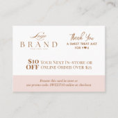 Carte De Réduction Pink Baker Thank You Promo Code Pastry Bakery Logo (Devant)