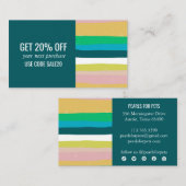 Carte De Réduction Pink Green Gold minima Grilles Icônes faites main (Devant / Derrière)