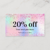 Carte De Réduction Pink holograpie violet scintille qr code entrepris (Devant)