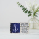 Carte De Réduction plage chic bois nautique marine bleu ancre (Debout devant)