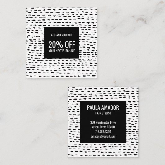 Carte De Réduction Poings minimes, fabriqués à la main, points noirs  (Devant / Derrière)