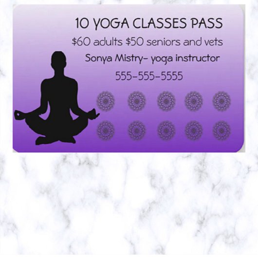Carte de réduction pour 10 cours de Yoga modifiabl