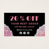 Carte de réduction pour parties scintillant rose (Dos)