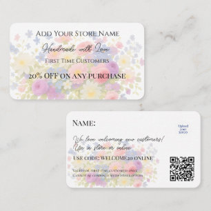 Carte De Réduction Première Clientèle Élégante Aquarelle Florale