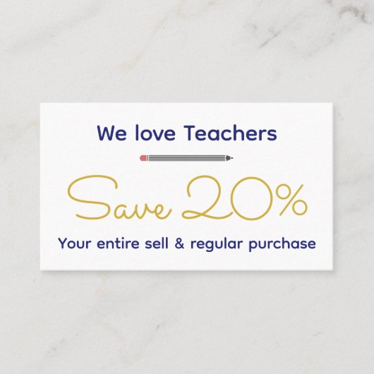 Carte De Réduction Professeur personnalisé - Cadeau Customisé (Devant)