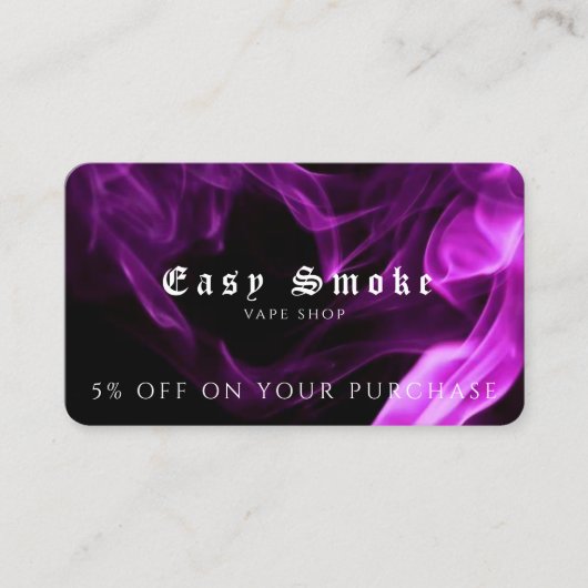 Carte de réduction professionnelle Vape Shop (Devant)