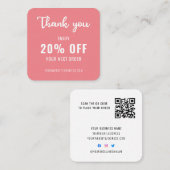 Carte De Réduction Promo de fidélité commerciale Code QR élégant rose (Devant / Derrière)