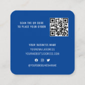 Carte De Réduction Promo de fidélité d'affaires élégant QR Code Bleu (Dos)