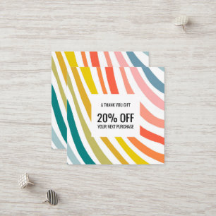 Carte De Réduction Rainbow Chic Colorful Curvy Waves Handmade