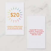 Carte De Réduction rainbowBurst de bon (Devant / Derrière)