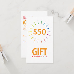 Carte De Réduction rainbowBurst de certificat-prime