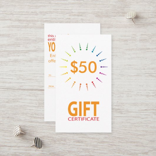 Carte De Réduction rainbowBurst de certificat-prime (Devant/Arrière en situation)