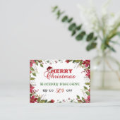 Carte De Réduction Red White Poinsettia Fragment de vacances (Debout devant)